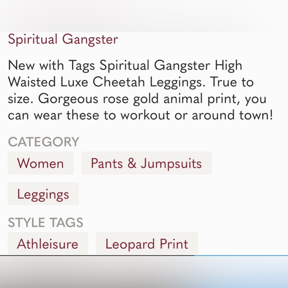 NWOT Spiritual Gangster High Waisted Luxe Cheetah Leggings - Picture 4 of 4